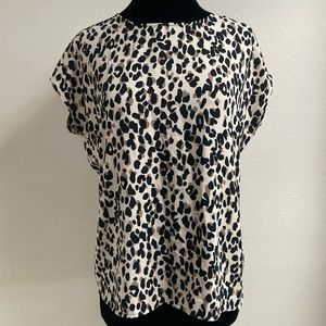 Halogen Women's Cheetah Print Cap Sleeve Lightweight Blouse